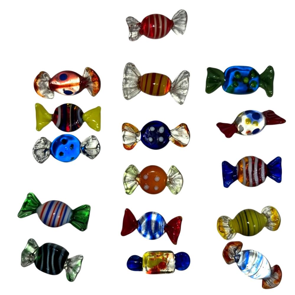 Vintage Miniature Hand Blown Glass Christmas Decor Multicolored Lot of 16